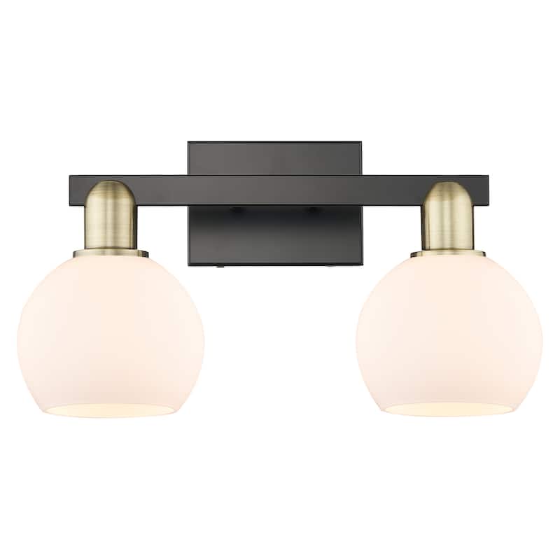Innovations Lighting Endless Possibilities Arcadia - Athens - 2 Light 17" Bath Vanity Light - Matte White/Black Antique Brass