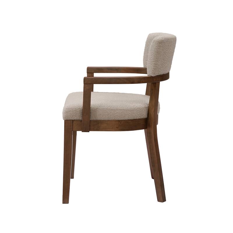 Christopher Knight Home - Mid-Century Modern Boucle Upholstered Dining Chair Set with Wood Frame - Set of 2