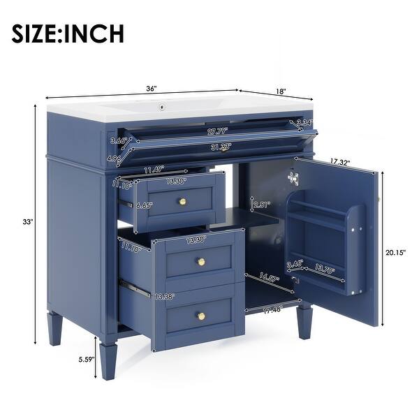 Bathroom Storage Cabinet Blue Combined Integrated Washbasin - Bed Bath ...