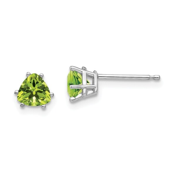 14K White Gold Peridot Trillion Stud Earrings by Versil. Opens flyout.