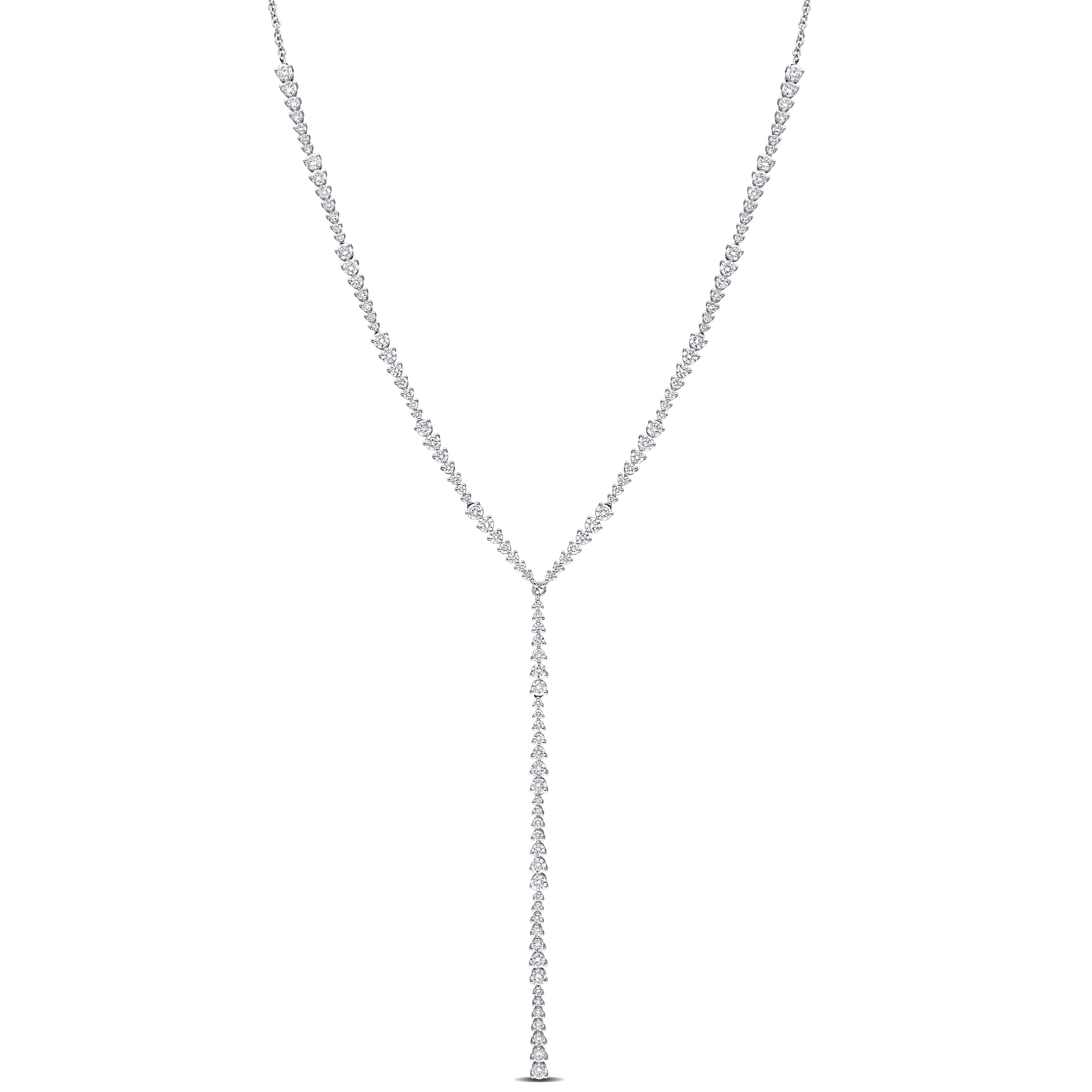 Miadora 3 5/8ct TDW Diamond Lariat Necklace in 14k White Gold - 22 in