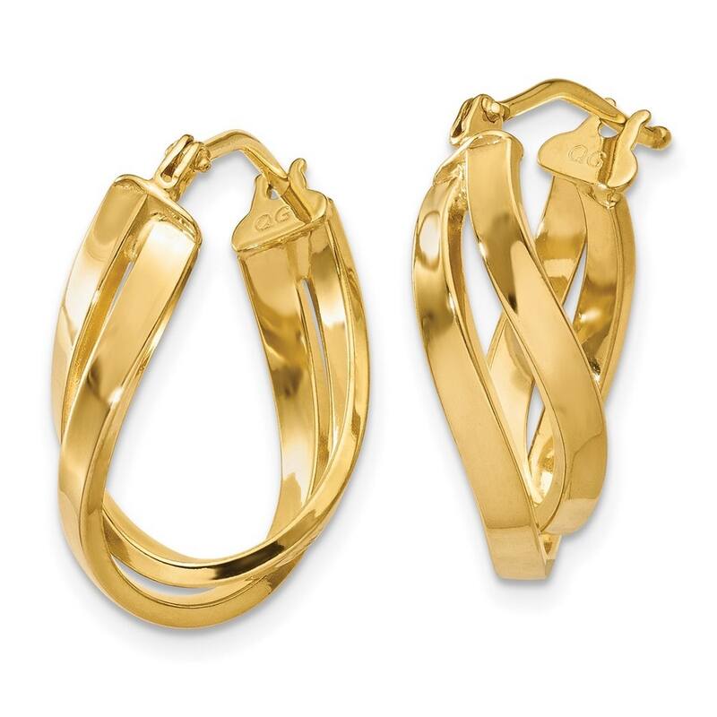 Curata 10k Yellow Gold Twisted Intertwined Oval Hoop Earrings 18.28x12mm