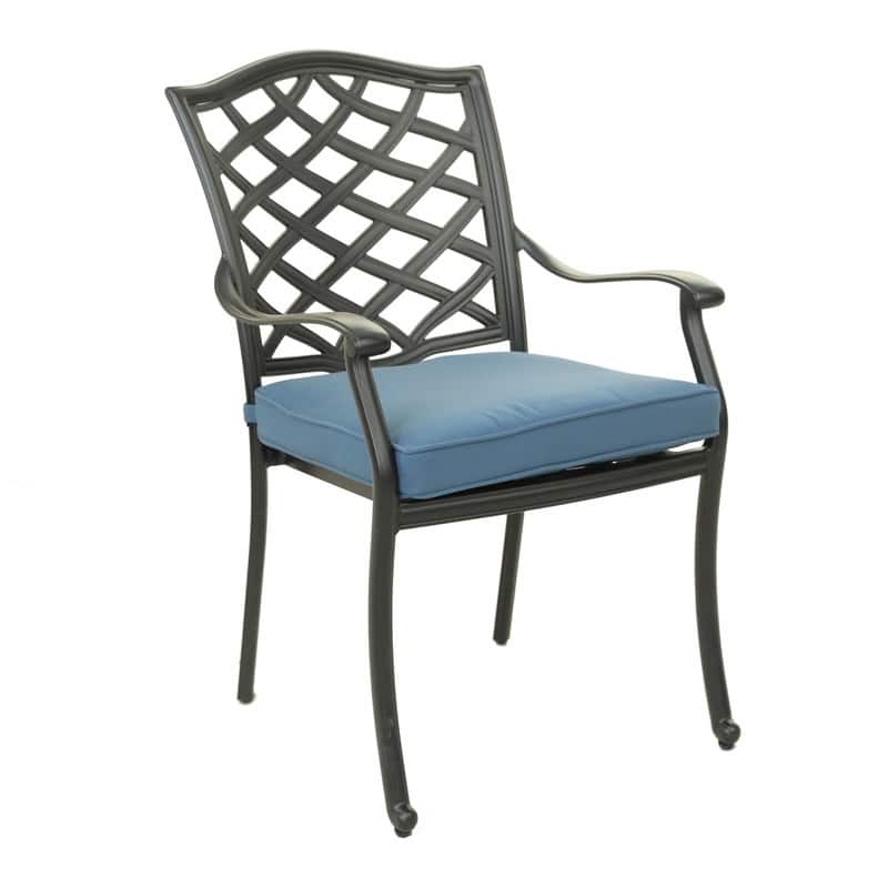 Torino Aluminum 5 Piece Round Dining Set with 4 Arm Chairs - N/A