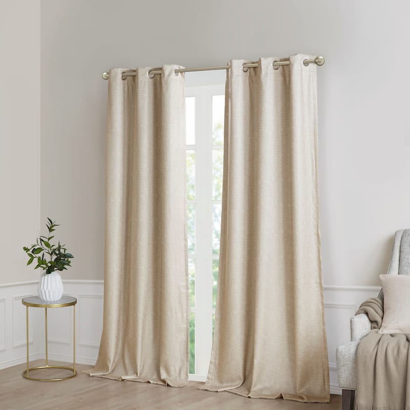 SunSmart Leighton Tonal Printed Faux Silk Total Blackout Curtain Panel Pair