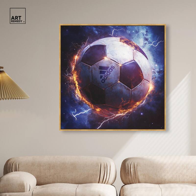 Electrify Soccer Ball Canvas by Art Remedy