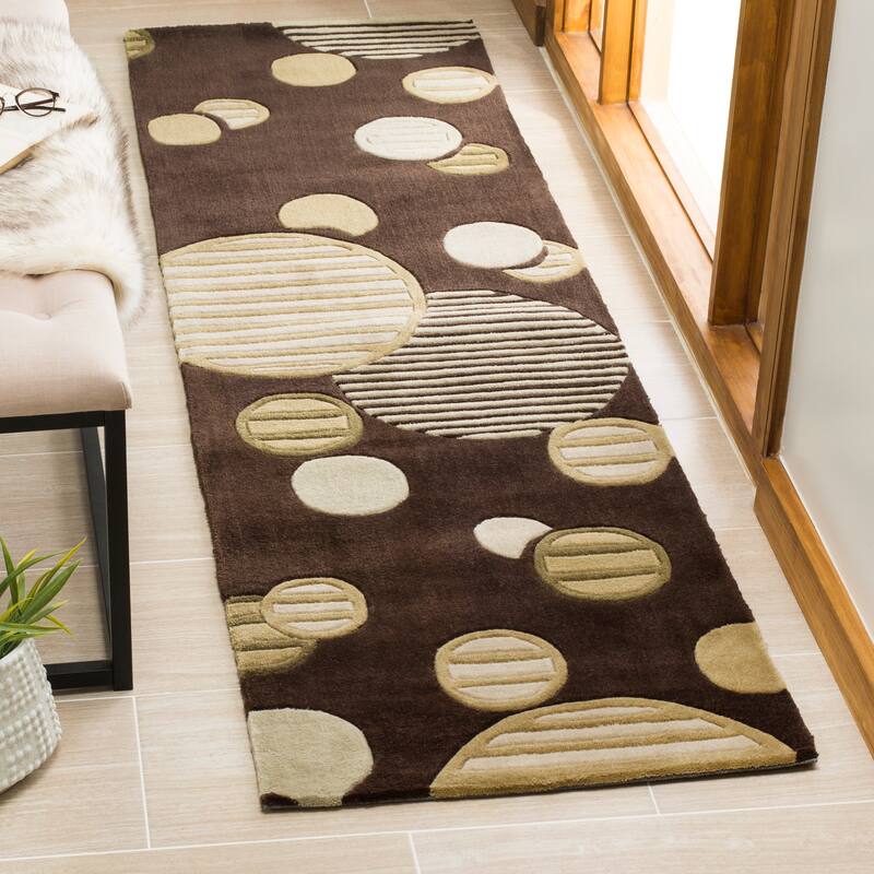 SAFAVIEH Handmade Modern Art Zvetka Modern Polyester Rug - 2'6" x 4' - Brown/Multi