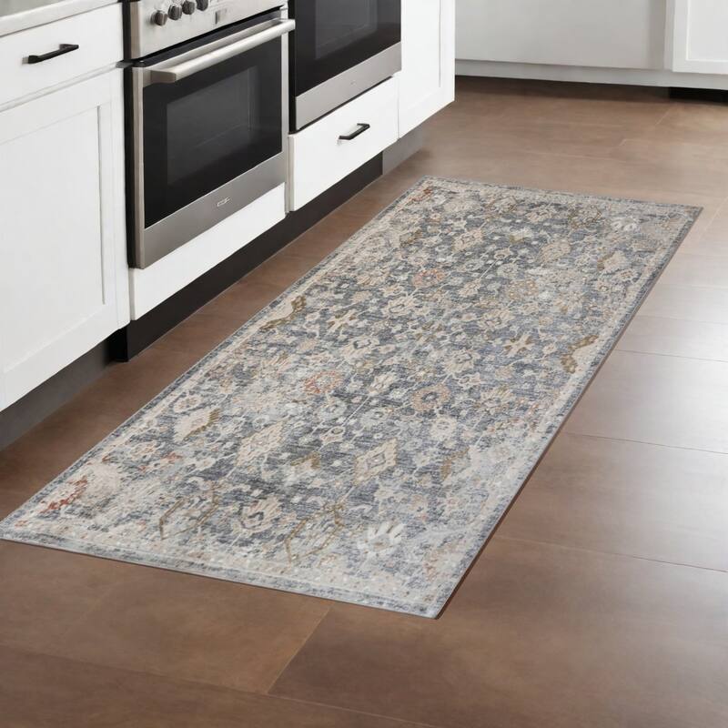 HomeRoots Medallion Transitional Runner Area Rug - 94.00 in. x 30.00 in. x 0.30 in. - 94.00 in. x 30.00 in.  x 0.30 in.