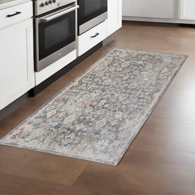 HomeRoots Medallion Transitional Runner Area Rug - 94.00 in. x 30.00 in. x 0.30 in.