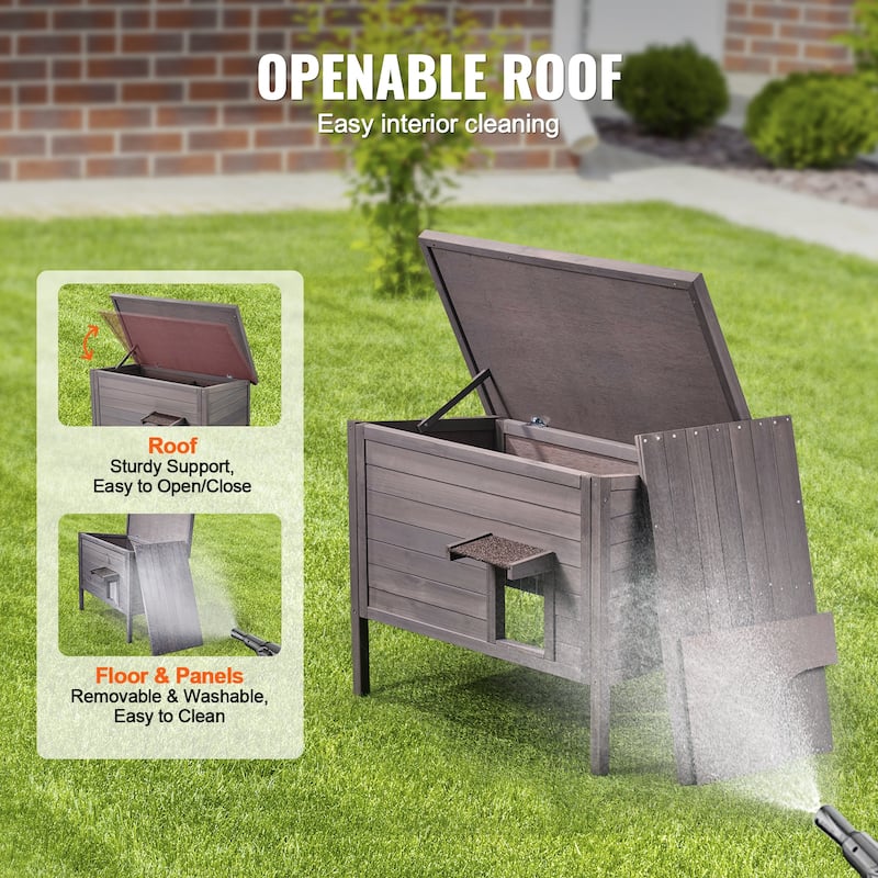 Outdoor Cat House Weatherproof, Feral Cat Shelter for Multiple Cats, Outdoor Wooden Cat Rabbit House