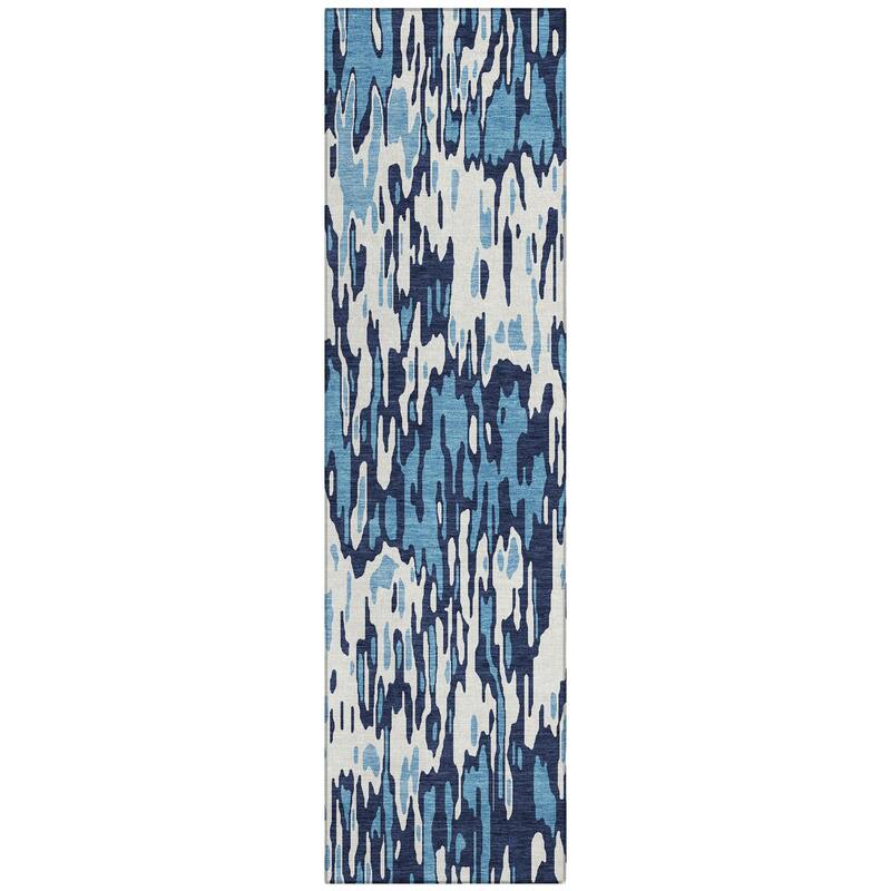 Machine Washable Indoor/ Outdoor Modern Watercolor Chantille Rug