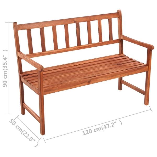 dimension image slide 1 of 2, vidaXL Patio Bench with Cushion 47.2" Solid Acacia Wood