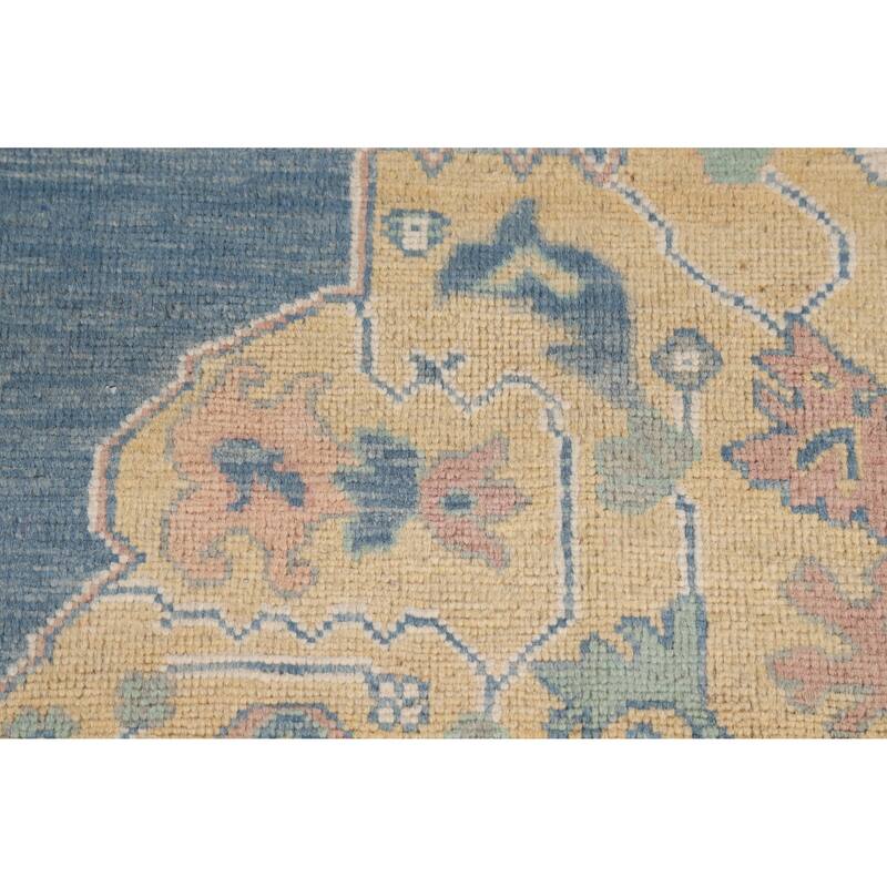 Hand Knotted Oriental 100% Wool Carpet Transitional Medallion Navy Blue & Blues Oushak Area Rug - 10' 1'' X 8' 3''