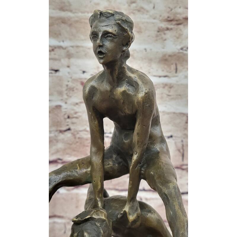 Kids Children Playing Leapfrog Bronze Statue Sculpture Figure Miniature 15.5 Inches X 11.5 Inches