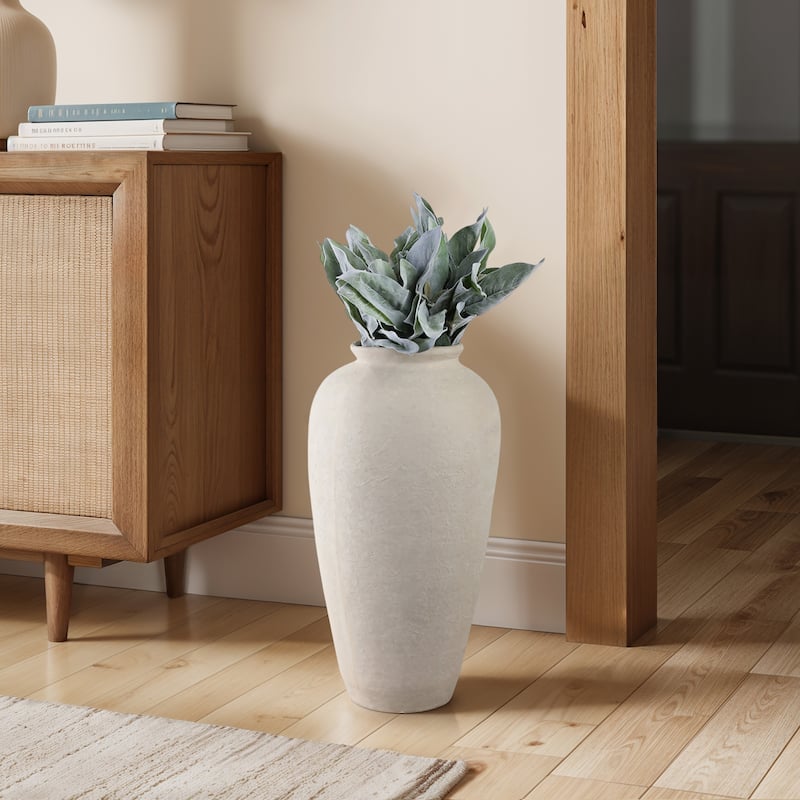 Terracotta Vase Casual Style Decorative Office Bedroom - 18" White - White - 9.75" x 9.75" x 18.25"