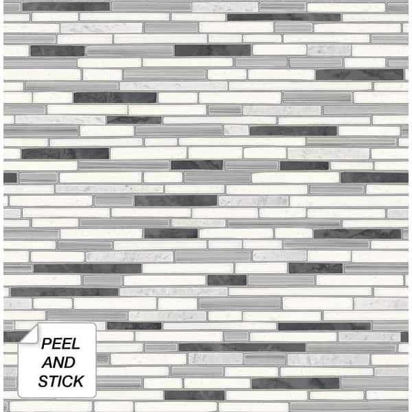 NextWall Large Subway Tile Peel and Stick Wallpaper, White