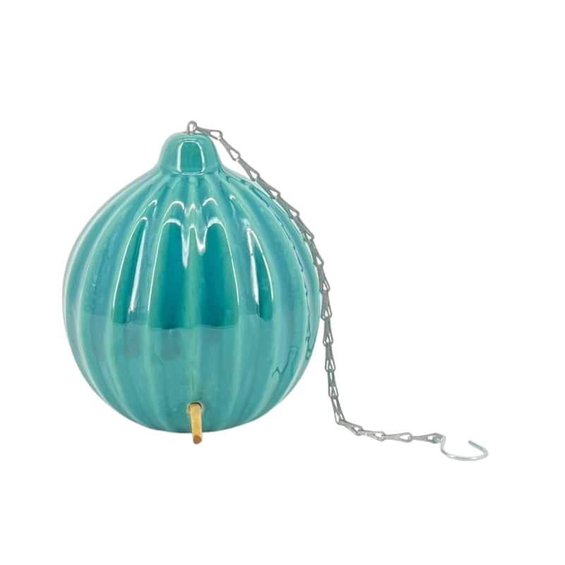 Ceramic 8-Inch Round Ruffled Birdhouse