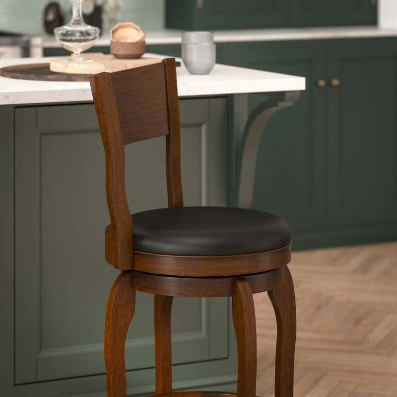 Commercial Upholstered Wooden Swivel Counter Stool