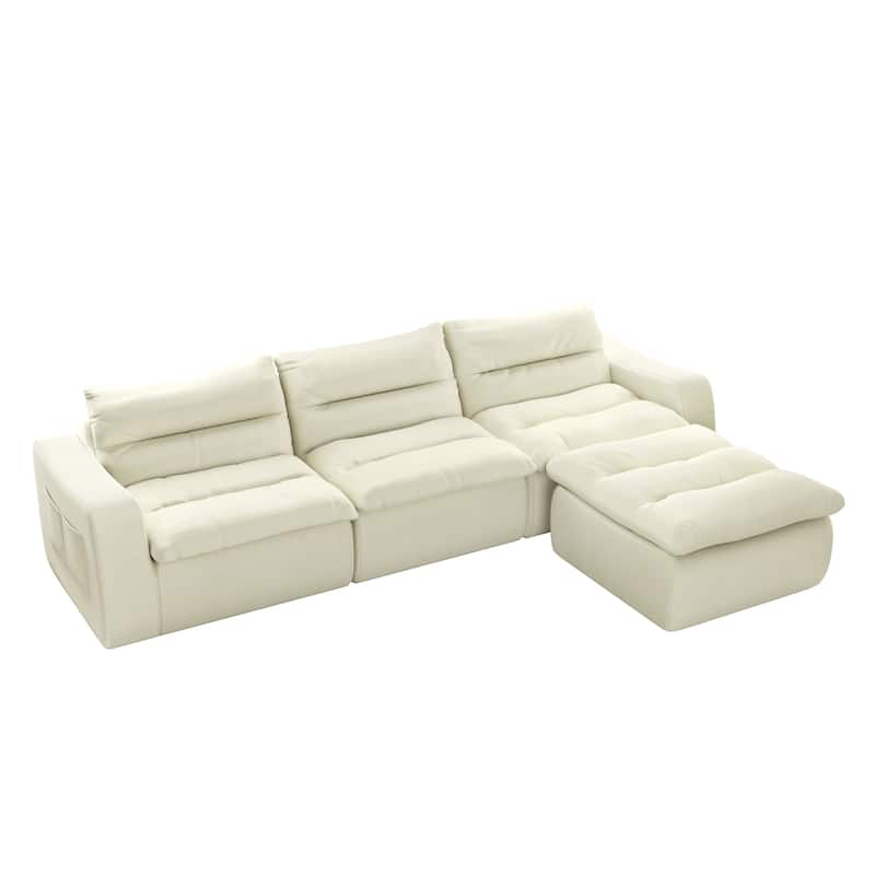 Ultra Comfy Lazy Beanbag Sofa, Modular L-Shape Compact Combined Seat