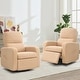 preview thumbnail 35 of 40, Swivel Manual Recliner Chair Teddy Fabric Nursery Glider Rocking Recliner Set of 2 Teddy - Camel
