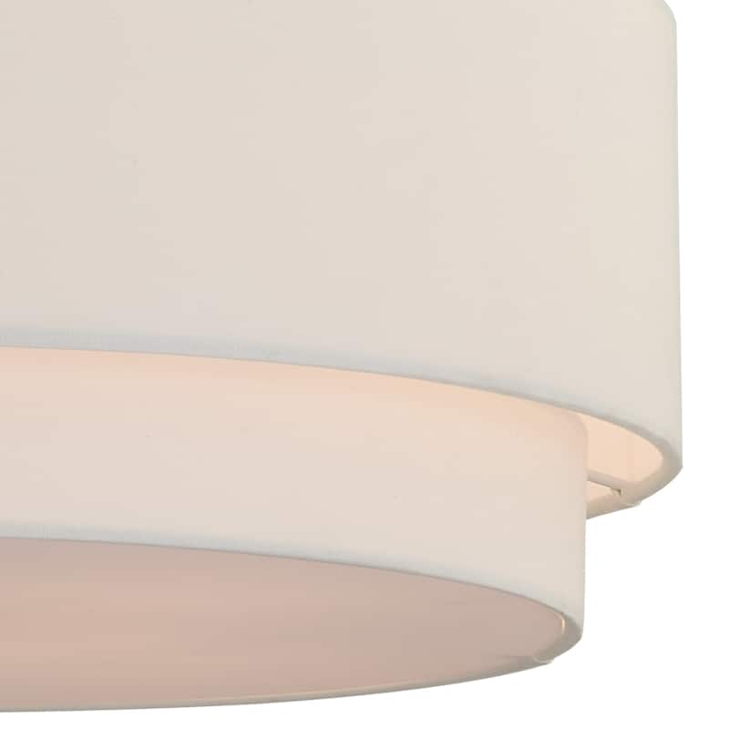 Burnaby White Linen Semi-flush Drum Ceiling Light