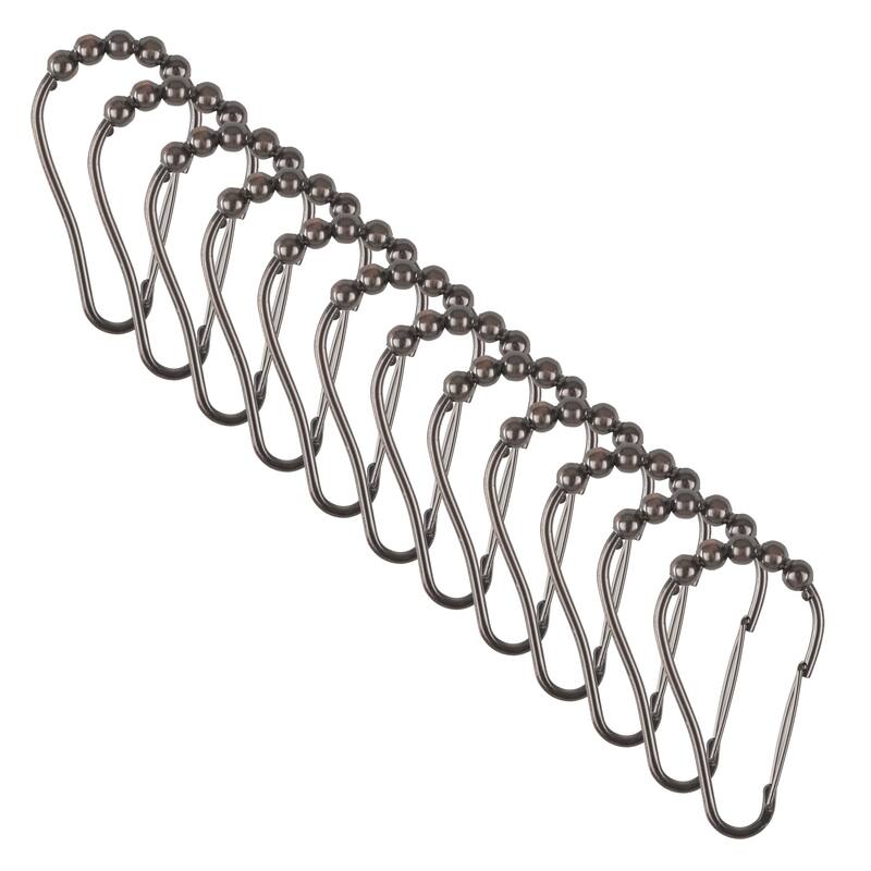 Bath Bliss 12 Pack Carabiner Shower Curtain Roller Rings in Chrome - Orb