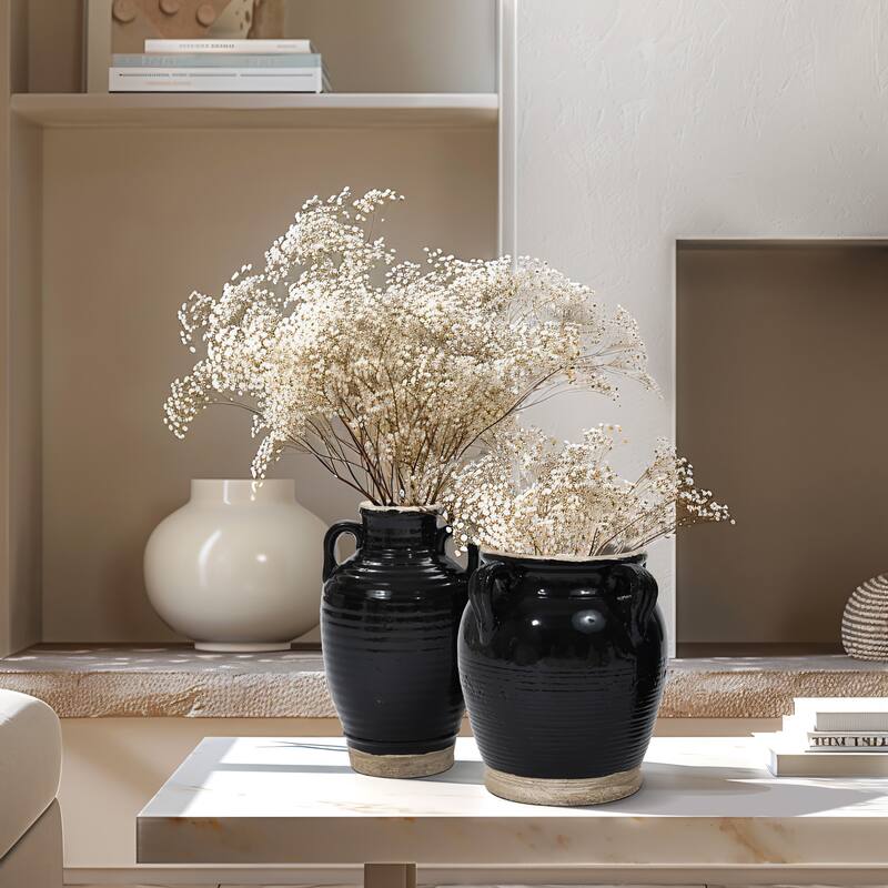 Black Jug Terracotta Round Vase (Single)