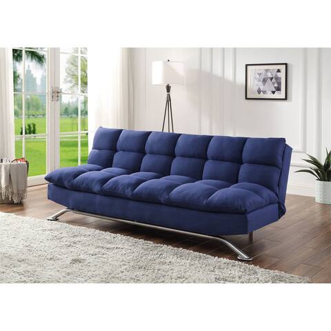 Convertible Sofa Tufted Back, Adjustable Sofa Bed for Small Room, Blue