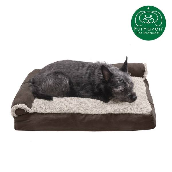 Shop Furhaven Pet Bed Two Tone Faux Fur Suede Deluxe Chaise