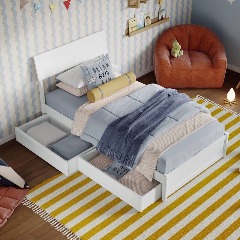 Norla Wood Platform Bed with Storage Drawers