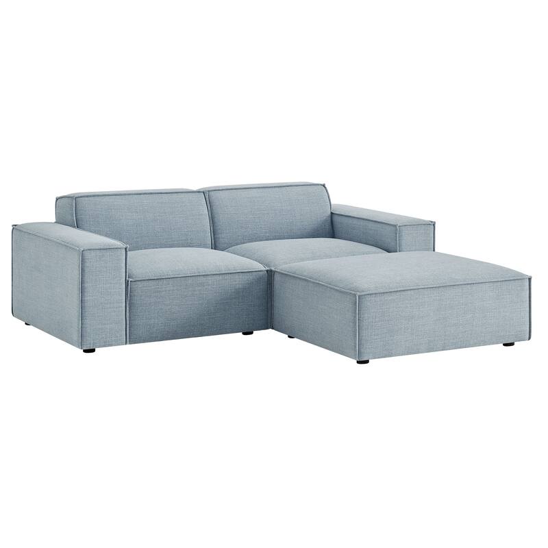 Restore 3-Piece Performance Fabric Upholstered Modular Loveseat with Ottoman