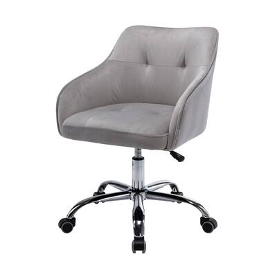Swivel Adjustable Office Chair with Tufted Curved Back, Gray