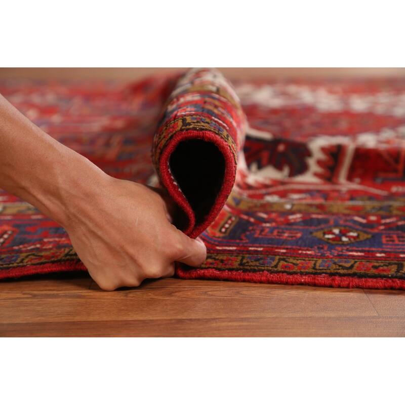 Hand Knotted Oriental 100% Wool Carpet Traditional Medallion Red Heriz Area Rug - 9' 1'' X 7' 3''