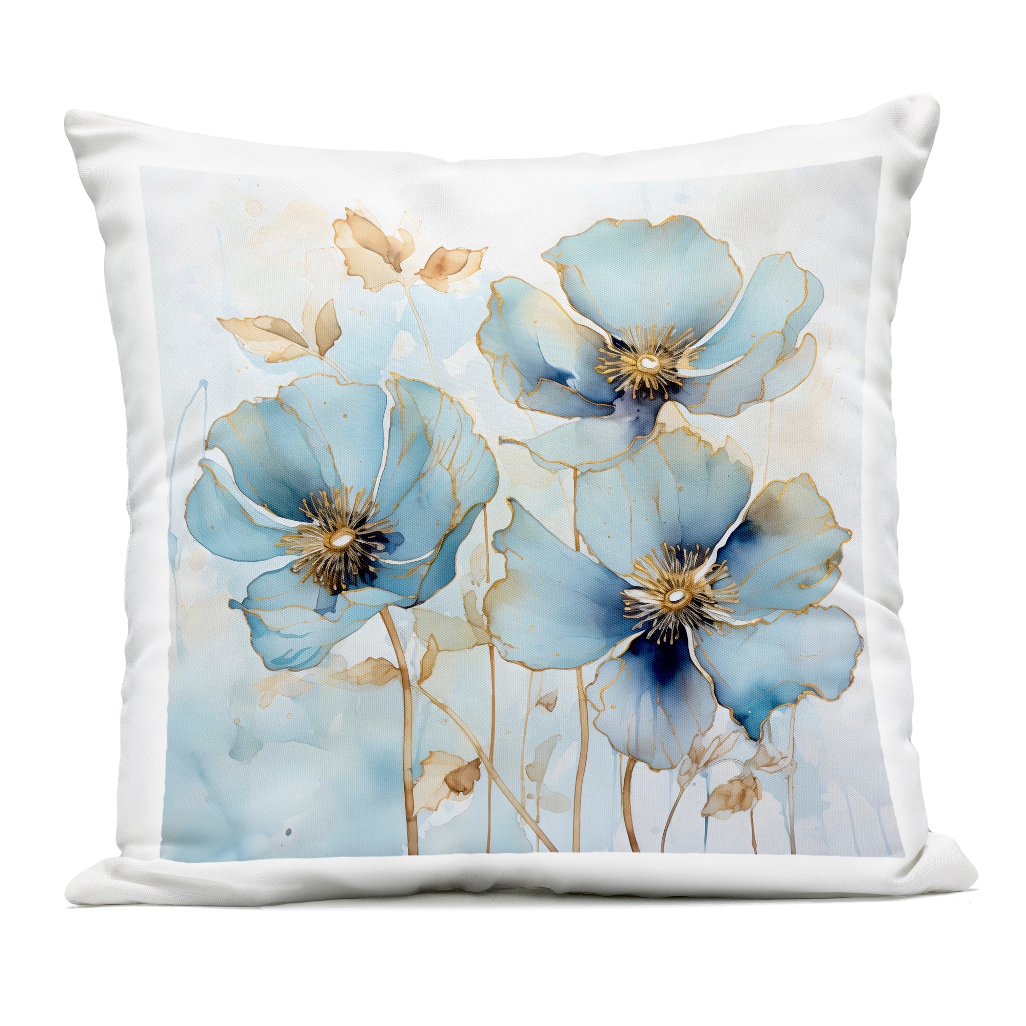 Stupell Sapphire And Gold Florals Outdoor Throw Pillow Design By Creative Studio