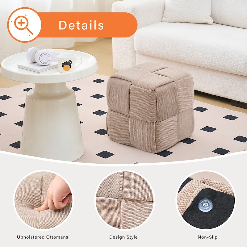 Soft Corduroy Fabric Ottoman Stool for Home Bedroom Living Room Vanity Chair Comfortable