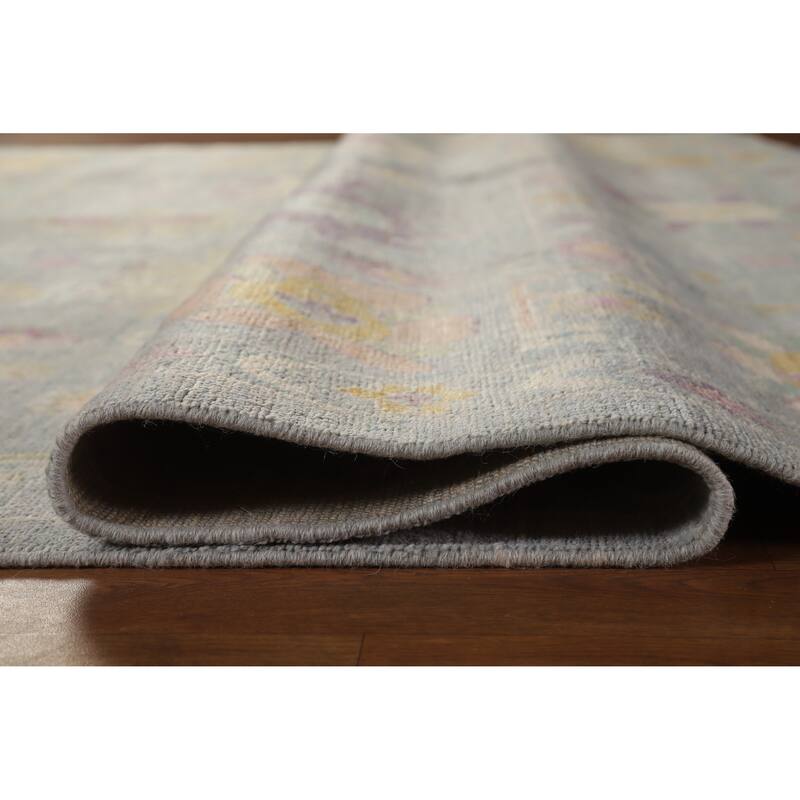 Hand Knotted Oriental 100% Wool Carpet Transitional All-Over Navy Blue & Blues Oushak Area Rug - 9' 11'' X 8' 2''