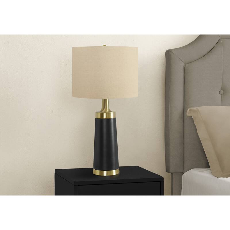Lighting, 28"h, Table Lamp, Black Metal, Beige Shade, Contemporary