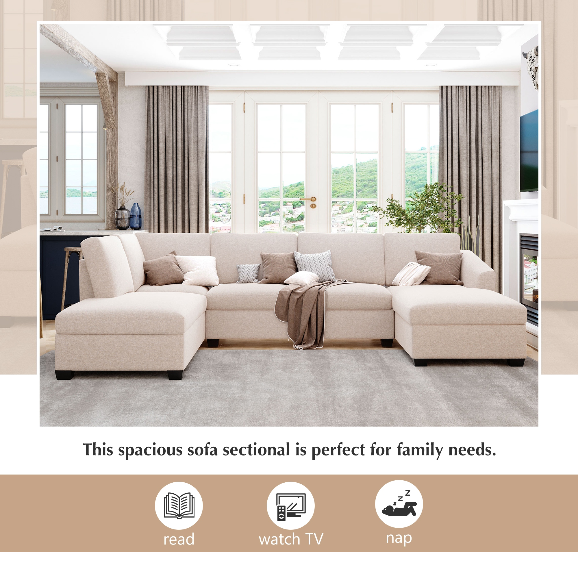 Extra long chaise hot sale sectional