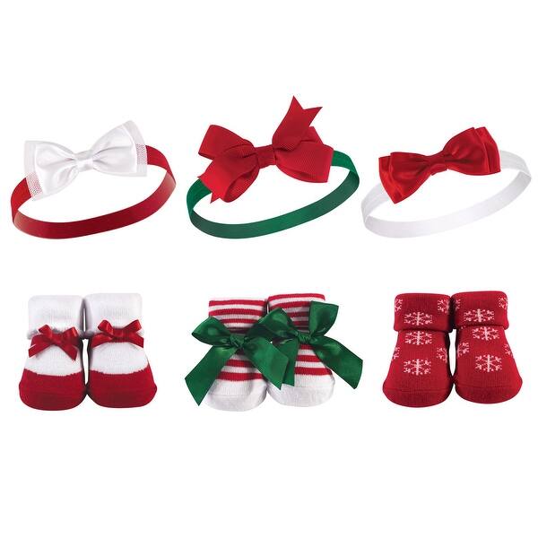slide 1 of 1, Hudson Baby Infant Girl Headband and Socks Giftset 6pc, Christmas Snowflake, One Size - Christmas Snowflake Christmas Snowflake - One Size
