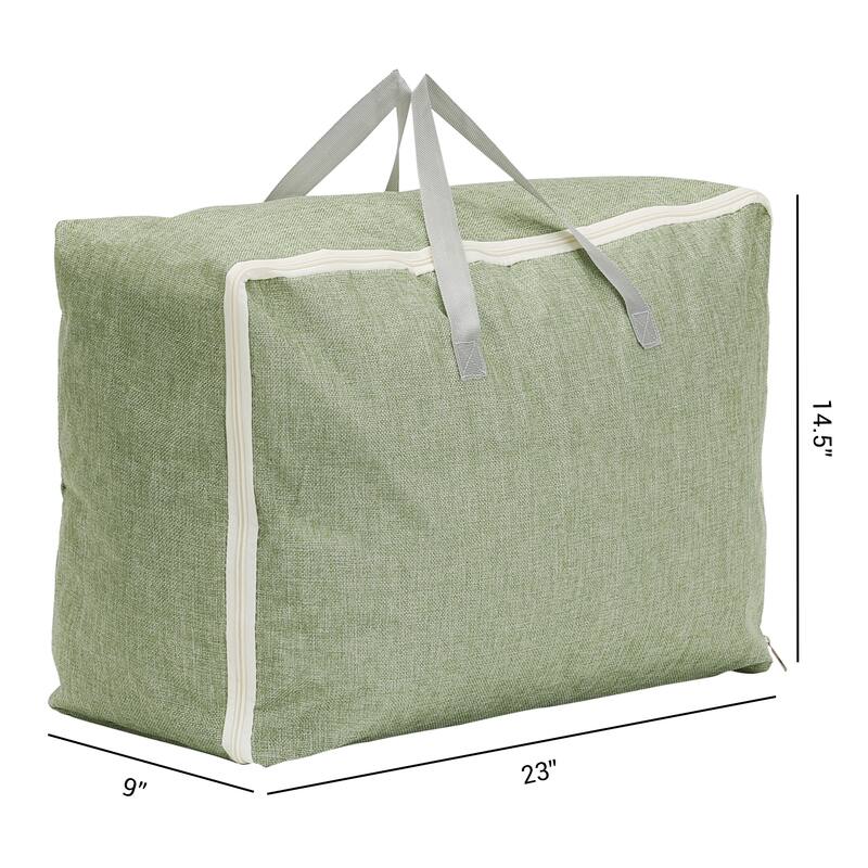1 Pack Foldable Clothes Storage Bags with Handles for Organizing Bedroom, Clothing, Comforter, Closet Organizers and Storage - Green - 23*9*14.5in