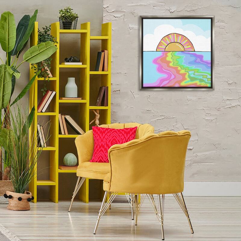 Stupell Swirling Rainbow on Sea Surface Framed Floater Canvas Wall Art Design By Katie Conley