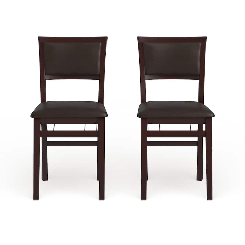 Porch & Den Aldersey Espresso Folding Chair with Dark Brown Seat (Set of 2)