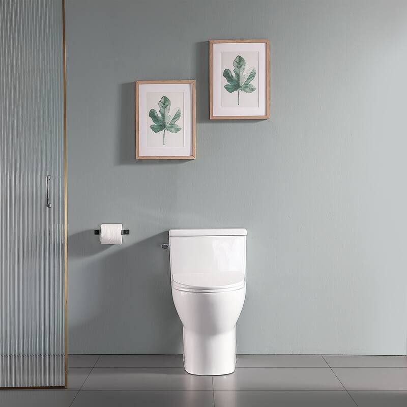 Sleek One Piece Toilet Left Side Flush, Elongated, Ceramic, Floor