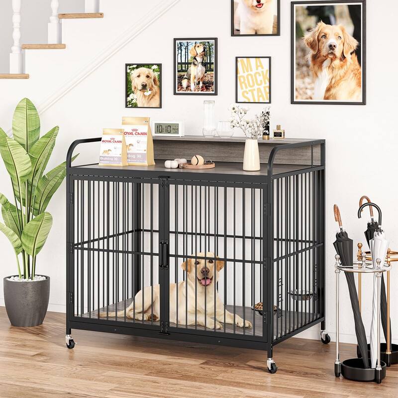 Large Wooden Dog Crate Furniture End Table Heavy Duty Dog Kennel Indoor