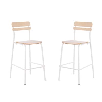 2PK Commercial Solid Wood Bar Stools with Frames and Antique Finish - 19.75"W x 22.25"D x 44.5"H