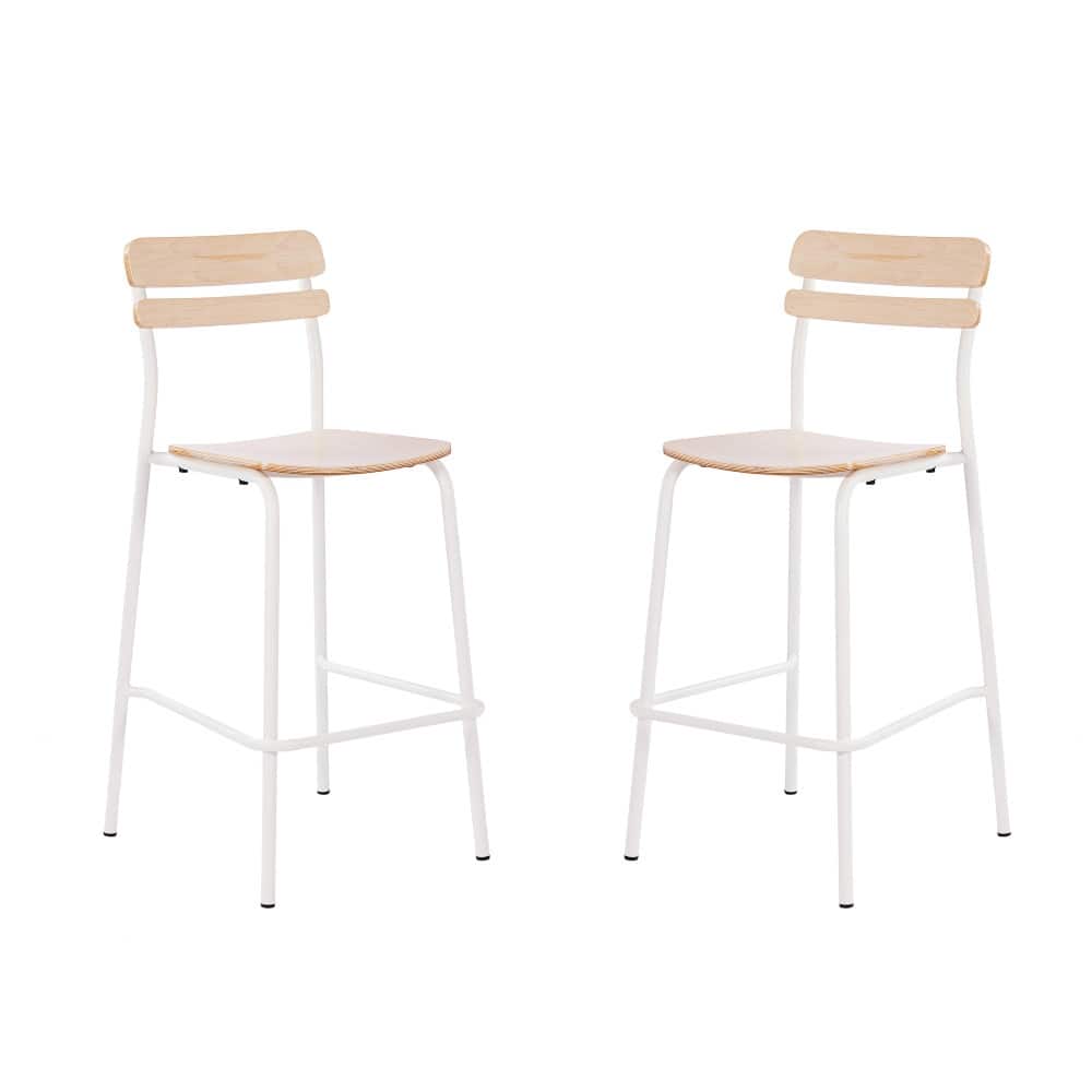 2PK Commercial Solid Wood Bar Stools with Frames and Antique Finish - 19.75"W x 22.25"D x 44.5"H