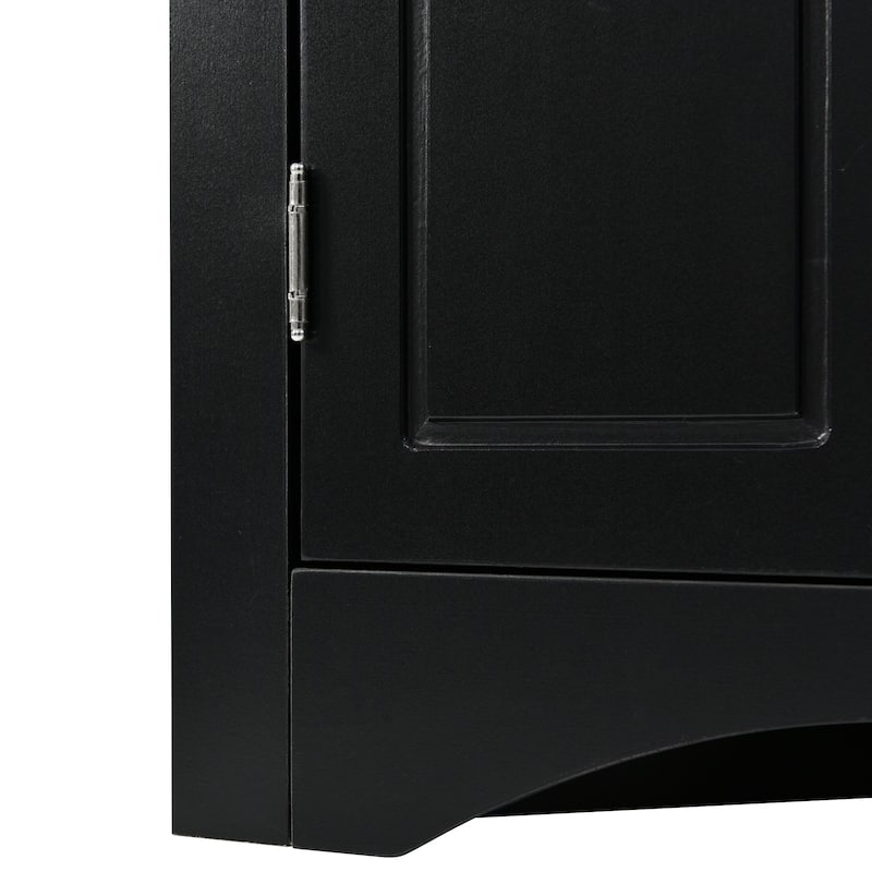 32" Wood 2-door Bathroom Corner Cabinet with Adjustable Shelves