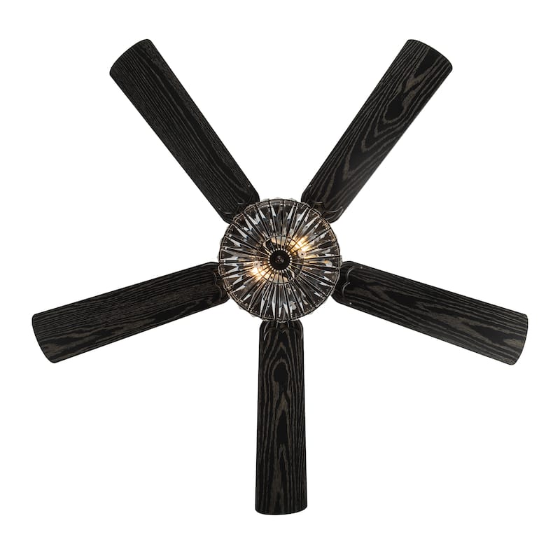 Silver Orchid 5 Blade Glass Caged Ceiling Fan, Oil Rubbed Bronze