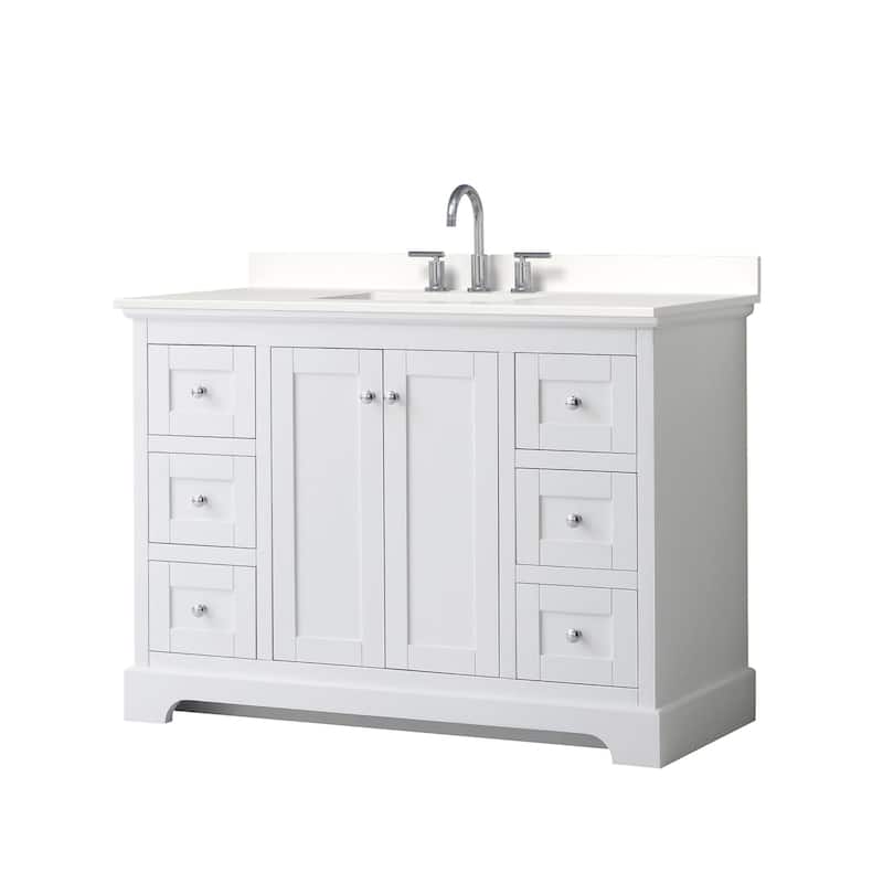 Wyndham Collection WCV232348S-QTZ-US3MXX Avery 48" Free Standing - White / White Quartz Top / Polished Chrome