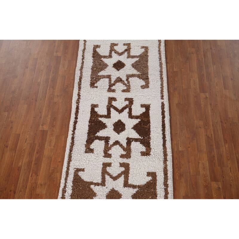 Plush Tribal Turkish Anatolian Runner Rug Hand-knotted Wool Carpet - 3'2"x 11'4"