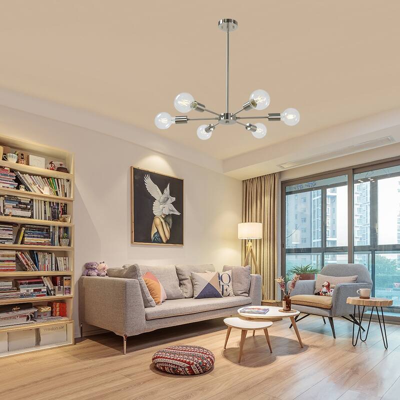 Modern Sputnik Chandelier 6 Lights Mid Century Ceiling Light